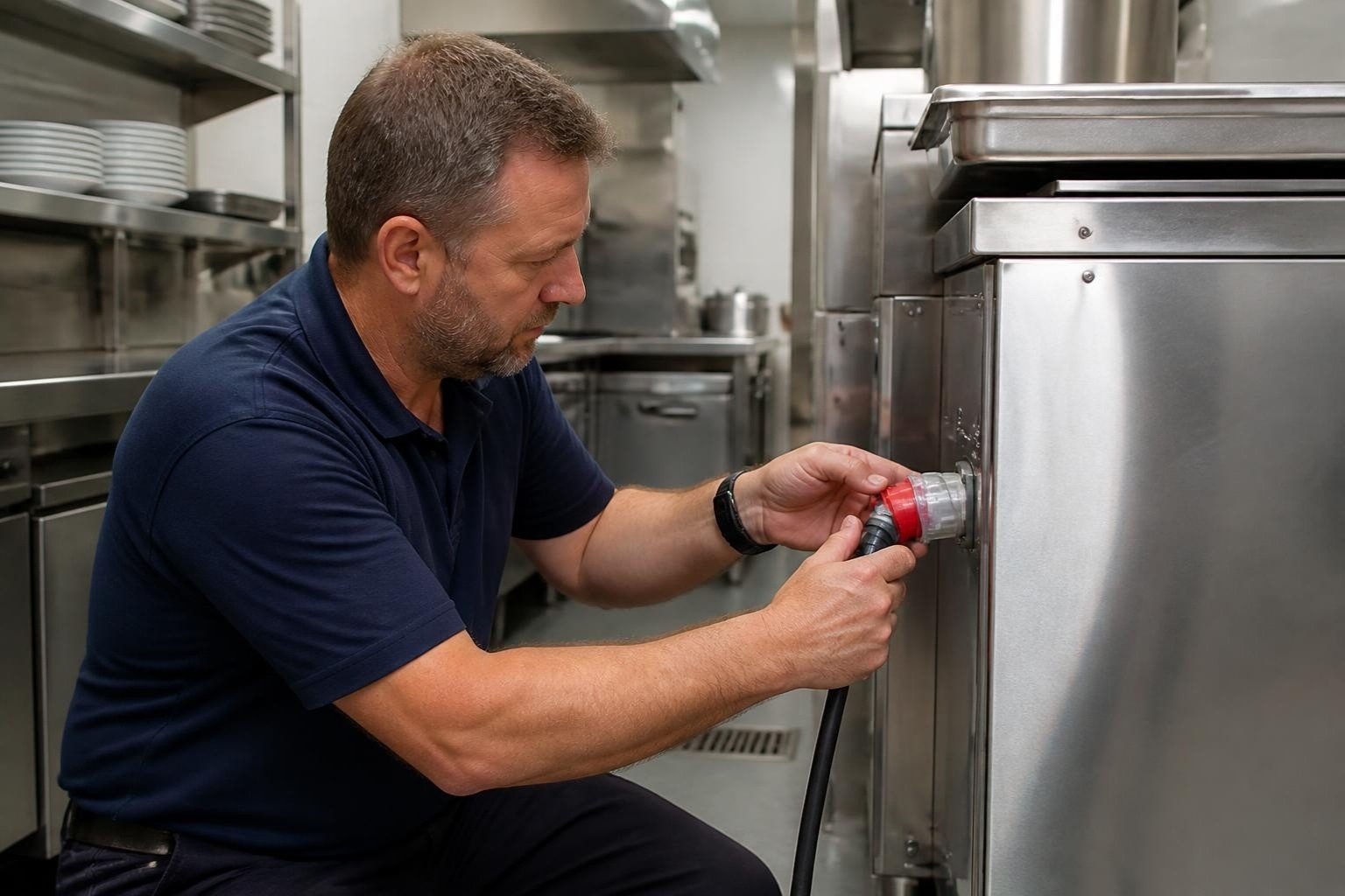 Checking the power to commercial kitchen equipment