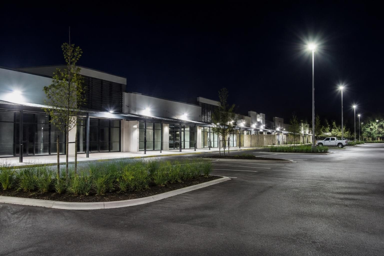 Car park and shopfront security lighting