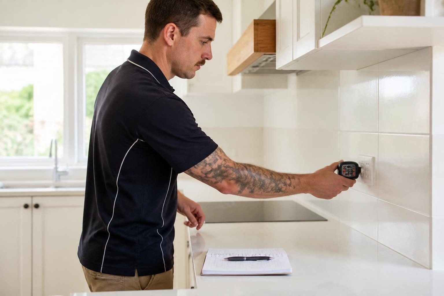 Testing power points during a safety inspection