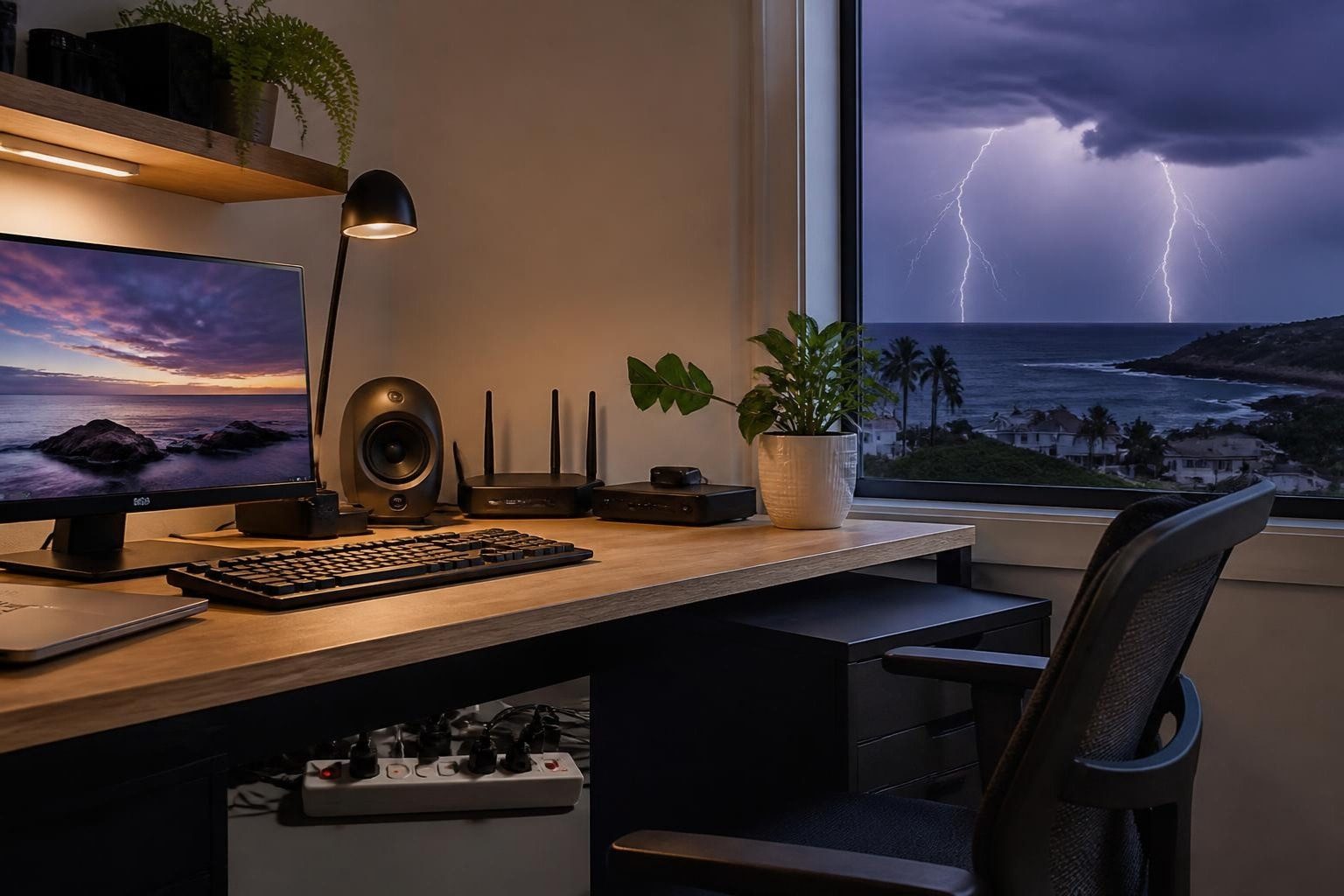 Home office gear protected from storm surges